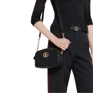 Gucci Black Crossbody Bag with Gold Accents
